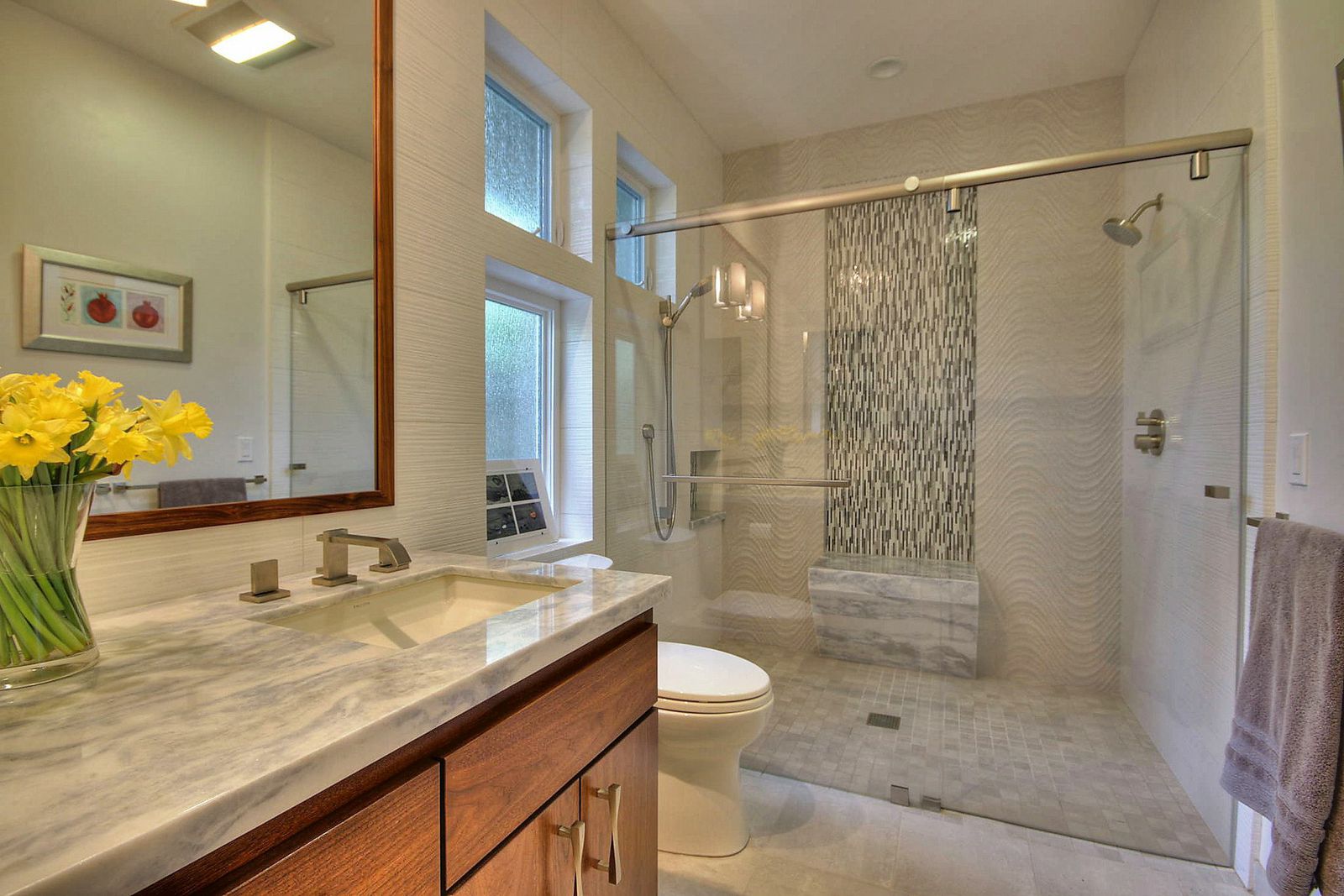 Master bathroom at new house built in Palo Alto by Lynstar Jack Cannon General Contractor