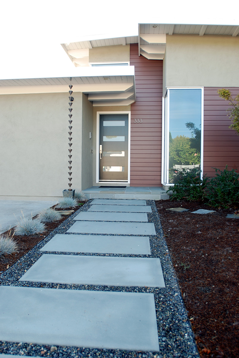 New front door and front walkway added to Eichler whole house remodel in Mountain View by Lynstar Enterprises Jack Cannon General Contractor